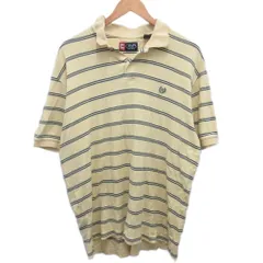 チャップス CHAPS ラルフローレン 古着 ポロシャツ 半袖 ボーダー オーバーサイズ L 黄 イエロー 紺 ネイビー ■MET2