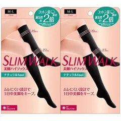 [スリムウォーク] 着圧ソックス ナチュラルフィール レディース ブラック M-L