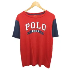 ポロ ラルフローレン POLO RALPH LAUREN プリントTシャツ 半袖 ロゴ XL 赤 レッド 紺 ネイビー ■MET2