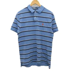ポロ バイ ラルフローレン Polo by Ralph Lauren ポロシャツ 半袖 ボーダー 青 ブルー L ■MET2