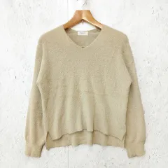 OPAQUE.CLIP オペークドットクリップ ニット フェザーヤーン Vネック ふわふわ プルオーバー オフホワイト Lサイズ ◎_◇〇☆