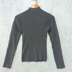 GRL リブニット タートルネック ストレートシルエット 無地 カジュアル グレー Ｌサイズ ◎_〇◇