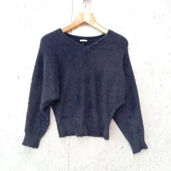 GU ジーユー ドルマンスリーブ フェザーニット シャギーニット  セーター Vネック ネイビー Mサイズ ◎_◇〇