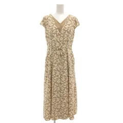 ナチュラルビューティーベーシック NATURAL BEAUTY BASIC レイヤード風 シャツワンピース ロング ドット柄 フラワープリント S ベージュ 白 ホワイト /GV