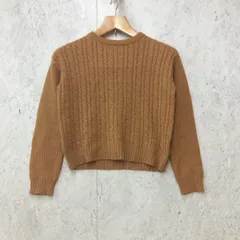 GU ジーユー ケーブル編み ニット セーター クルーネック クロップド丈 ブラウン Mサイズ ◎_◇〇
