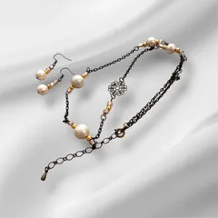 ☆ハンドメイド☆コットンバール☆ネックレス＆ピアス☆2点セット☆