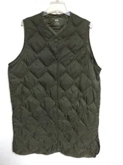 UNIQLO（ユニクロ）WONEN'S ウルトラライトダウンロングベスト/オリーブ/XL：ｍ2275