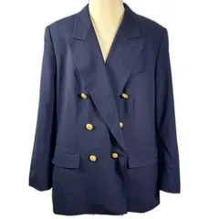 極美品 BURBERRY バーバリー ダブルブレスト 金ボタン ジャケット ネイビー ゴールド ブレザー テーラードジャケット  メンズ