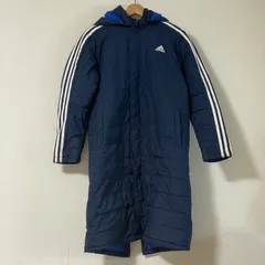 adidas アディダス ベンチコート ジュニア 160 ネイビー 裏ボア　紺 サッカー 陸上 防寒 ロングコート