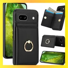 ★送料無料★ブラック_Pixel 8A Google Pixel 8A ケース 手帳型 グーグルピクセル 8A スマホケース Googleピクセル8A ケース Pixel8A カバー 一体型リング付き 背面 PUレザーケース GooglePixel8A スタン