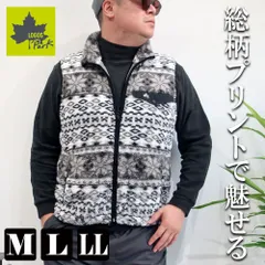 LOGOS Park ロゴスパーク 総柄プリント ボアフリースベスト メンズ アウター 裏タフタ M L LL 秋冬 防寒 アウトドア ブランドロゴ付 10001995