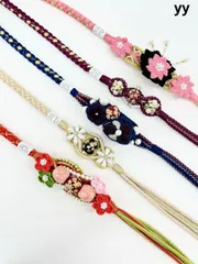 振袖用帯締め 飾り付き より房 5本おまとめ出品 新品未使用品 正絹 yy