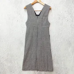 Te chichi テチチ ジャンパースカート ワンピース Vネック フロントタック 千鳥柄 ブラック ホワイト Fサイズ 〇◇☆