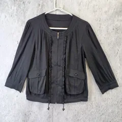 アリスバーリー ノーカラー ジャケット アウター ブルゾン レディース ブラック 〇◇
