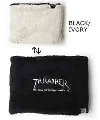 THRASHER ボアフリース リバーシブル ネックウォーマー 防寒 秋冬 ブラック/アイボリー メンズ レディース スノボ 通勤