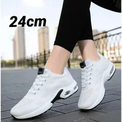 新品 ホワイト スニーカー 24cm スニーカー レディース エアクッション