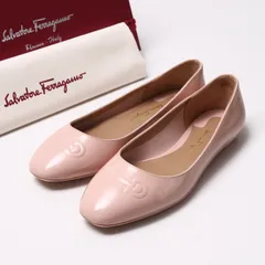 ■美品■Salvatore Ferragamo サルヴァトーレフェラガモ パンプス サイズ5.5 D ガンチーニ フラワーヒール エナメル フラットシューズ 靴 イタリア製 ブランド古着【中古】20241128/RA2350
