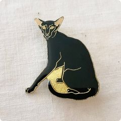パリRRL購入 猫モチーフ ピンバッジ 黒猫 真鍮調 - メルカリ