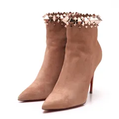 ■美品■Christian Louboutin クリスチャンルブタン ブーツ サイズ35.5 ポインテッドトゥ アンクルブーツ ショートブーツ スタッズ装飾 靴 イタリア製 ブランド古着【中古】20241113/RA1831