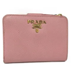 PRADA 二つ折り財布 サフィアーノ レザー ピンク