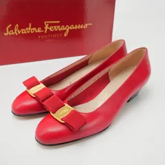 ■美品■Salvatore Ferragamo サルヴァトーレフェラガモ パンプス サイズ5C ヴァラ リボン イタリア製 ブランド古着【中古】20241113/RA2066