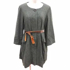 サマンサモスモス SM2 ノーカラーコート 総裏地 ウール 麻混 リネン混 M 緑 グリーン /YK