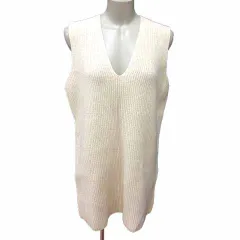 ユニクロ UNIQLO ニット セーター Vネック ノースリーブ L 白 ホワイト /YK