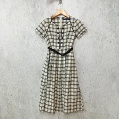 an anotherangelus アンアナザーアンジェラス チェック レイヤード風 ワンピース パイピング クラシカル ホワイト ブラック Fサイズ □〇☆