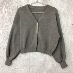 SAISON DE PAPILLON セゾン ド パピヨン パールビジュー付き ボリュームスリーブ ニット カーディガン グレー Mサイズ ◇〇