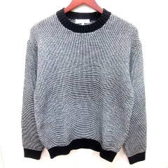 ユナイテッドアローズ A DAY IN THE LIFE UNITED ARROWS ニット セーター 長袖 総柄 S 黒 ブラック 白 ホワイト /RT