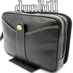 ダンヒル dunhill レザー クラッチバッグ ブラック ストラップ付き セカンドバッグ メンズ ビジネス フォーマル 本革 レザーポーチ ポケット多数 収納力 ロゴ金具 手持ち 紳士用 冠婚葬祭 高級感 黒