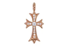 新品未使用 CHROME HEARTS クロムハーツ 22K タイニークロス スモールクロス 純正 8.8g パヴェダイヤ ペンダント ゴールド 中古 4b011308