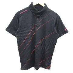 アンダーアーマー UNDER ARMOUR スポーツウェア ポロシャツ カットソー ボタンダウン 斜めストライプ 半袖 MD 黒 ブラック /YK