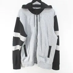 ハイドロゲン HYDROGEN 長袖 パーカー ジャケット XXL 灰系 グレー ジップアップ ロゴ 文字 ポケット ライン