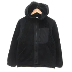 ユニクロ UNIQLO ホワイトマウンテニアリング White Mountaineering ボアフリースジャケット パーカー 切替 XS 黒 ブラック /MS