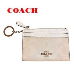 コーチ　コインケース　シグネチャー　ホワイト　カードケース　小銭入れ　定期券入れ　キーホルダー