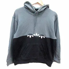 アディダスオリジナルス adidas originals パーカー プルオーバー スウェット バイカラー 長袖 S 緑 グリーン 黒 ブラック /YK