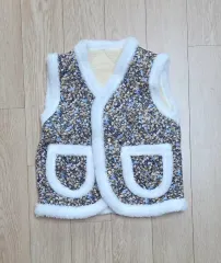 未使用 子供用 改良チマチョゴリ風 起毛 ベスト 花柄 Sサイズ (メジャー写真参照