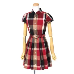 ■美品■BLUE LABEL CRESTBRIDGE ブルーレーベルクレストブリッジ ワンピース サイズ36 チェック ベルト パフスリーブ ブランド古着【中古】20240808/RA0862