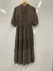 f687⚫︎SHEENA DEL RAY⚫︎シーナデルレイ⚫︎レディース⚫︎花柄⚫︎ワンピース⚫︎マキシ丈⚫︎黒⚫︎mサイズ⚫︎5分袖⚫︎裏地付き