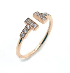 ★箱付！美品！Tiffany&co. ティファニー T ダイヤモンド ワイヤー リング Au 750 ピンクゴールド 10.5号 2.2g★