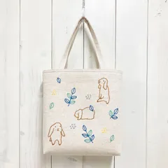 ワンマイルmini【ロップイヤーうさぎ3匹】 刺し子・綿麻・帆布