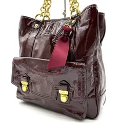 【良品】 coach コーチ マギー マディソン ショルダーバッグ トートバッグ ワンショルダーバッグ シグネチャー キャンバス パテントレザー ボルドー ユニセックス 男女兼用 メンズ レディース y2k