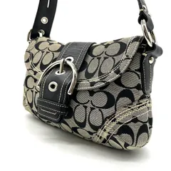 ✨良品✨ COACH y2k belt soho black leather shoulder bag ハンドバッグ コーチ キャンバス ベルト シグネチャー レディース ユニセックス 男女兼用 ブラック 黒 アクセサリーポーチ レザー 革