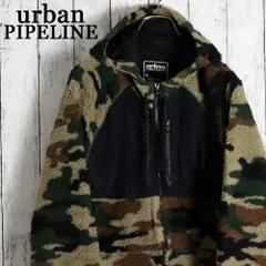 海外古着 URBAN PIPELINE カモフラ柄 フード付 ジップアップフリースジャケット