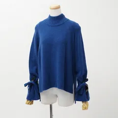 BLUE LABEL CRESTBRIDGE ブルーレーベルクレストブリッジ ニット サイズ38 ハイネック 長袖 セーター 袖フリル 袖リボン ベルスリーブ ブランド古着【中古】20230515/GN3250