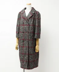 ■美品■DOLCE&GABBANA ドルチェアンドガッバーナ コート サイズ38 チェスターコート ロング アルパカ モヘヤ ツイード 七分袖 ダブルブレスト チェック イタリア製 ブランド古着【中古】20231130/GO8352