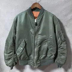 ALPHA アルファ 80's vintage 3本線 旧タグ 民間品 MA-1 中綿 フライトジャケット ボンバー ブルゾン size.L セージグリーン Made in USA