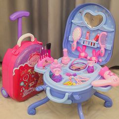 キッズメイクアップキット ごっこ遊びセット 3-6 歳 三合一手提箱 女の子用 ドレスアップセット メイクセット キッズ おままごっこ遊び お化粧セット 子供 メイクアップセット メイクおもちゃ 幼児化粧品おもちゃ ラゲージ収納盒鏡付き梳?台 誕生日プレゼント