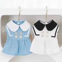超可愛い! かわいい 犬 服 冬服 ペアコーデ 小型犬用 女の子 セーラー 前開き スナップボタン インスタ お出かけ かわいい ドッグウェア ペットウェア お散歩 ワンピース ペット用スカート おしゃれ カラフル サマー メール便OK